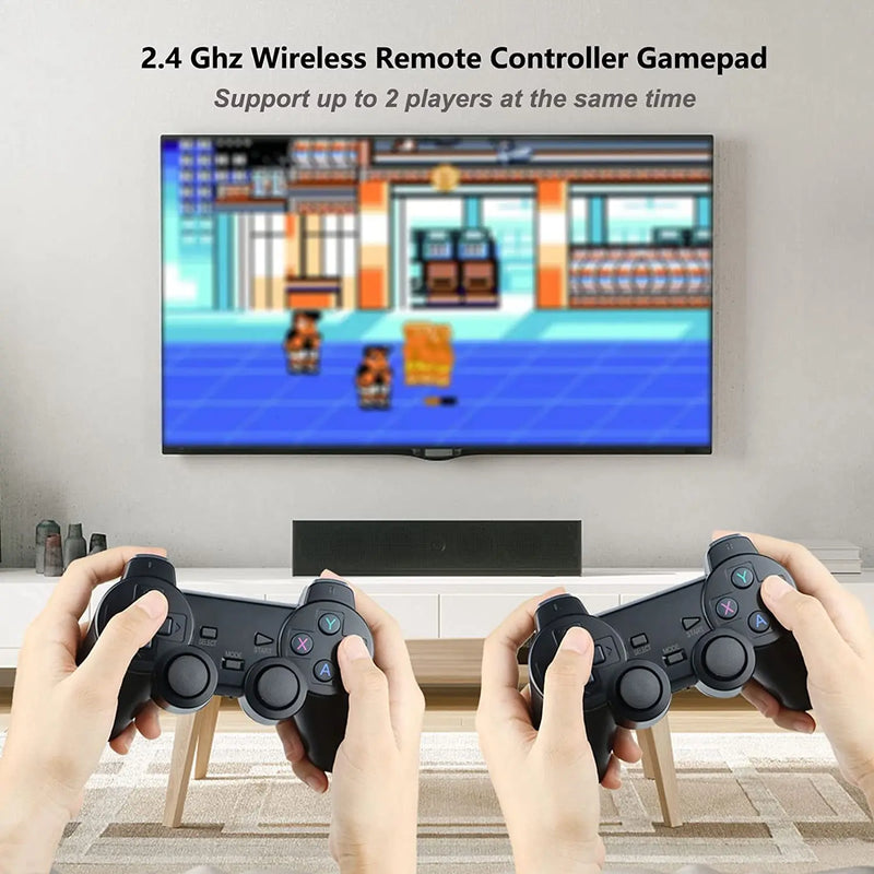 Videogame Stick 4K 64gb 2 Controles Sem Fio Console Portatil Jogos Retro